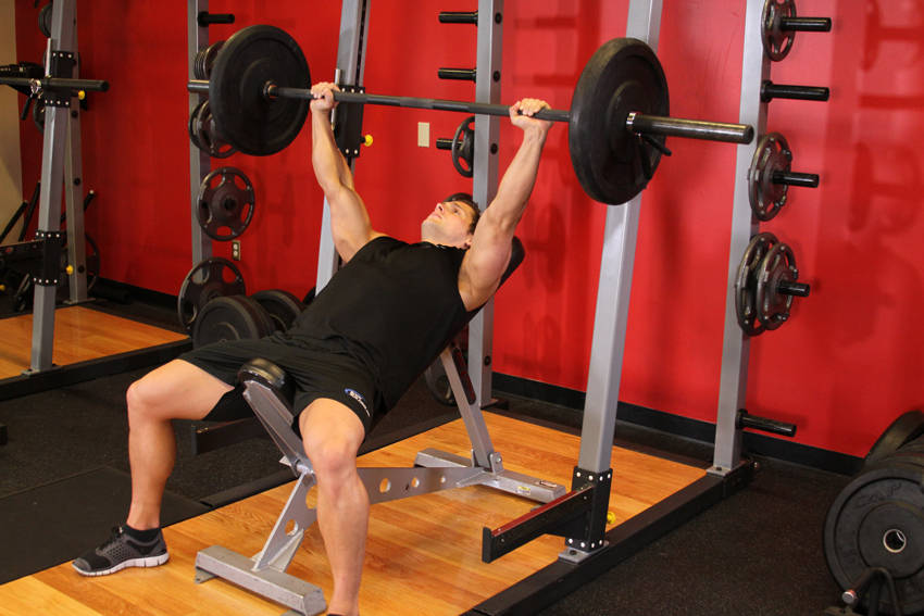 Incline press, plate-loaded or barbell